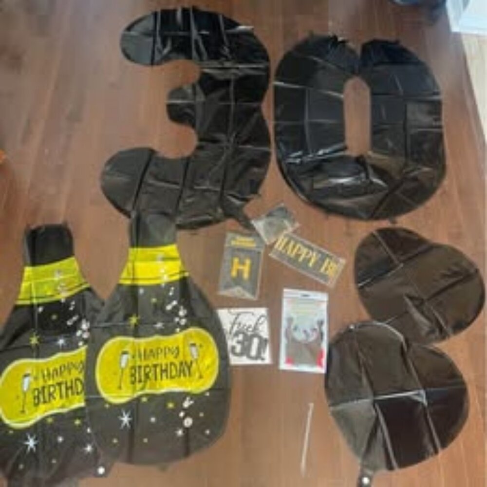 30th Birthday Party Decorations - Black & Gold